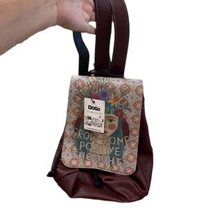 DOGO Vegan Women\'s Tidy Bag - Owls Family Backpack Artsy Novelty Art To Wear Women Vegan Leather Cream Backpack - The Wise Owl Design  main image 3